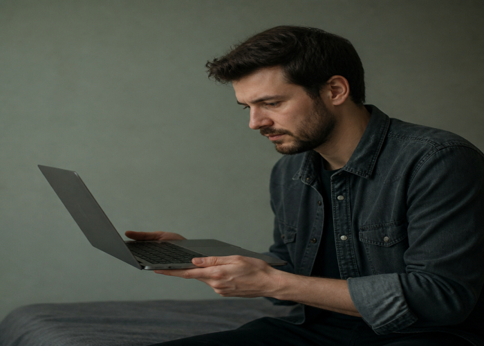 kinh nghiệm mua laptop cũ - minh họa tổng quan người dùng kiểm tra máy