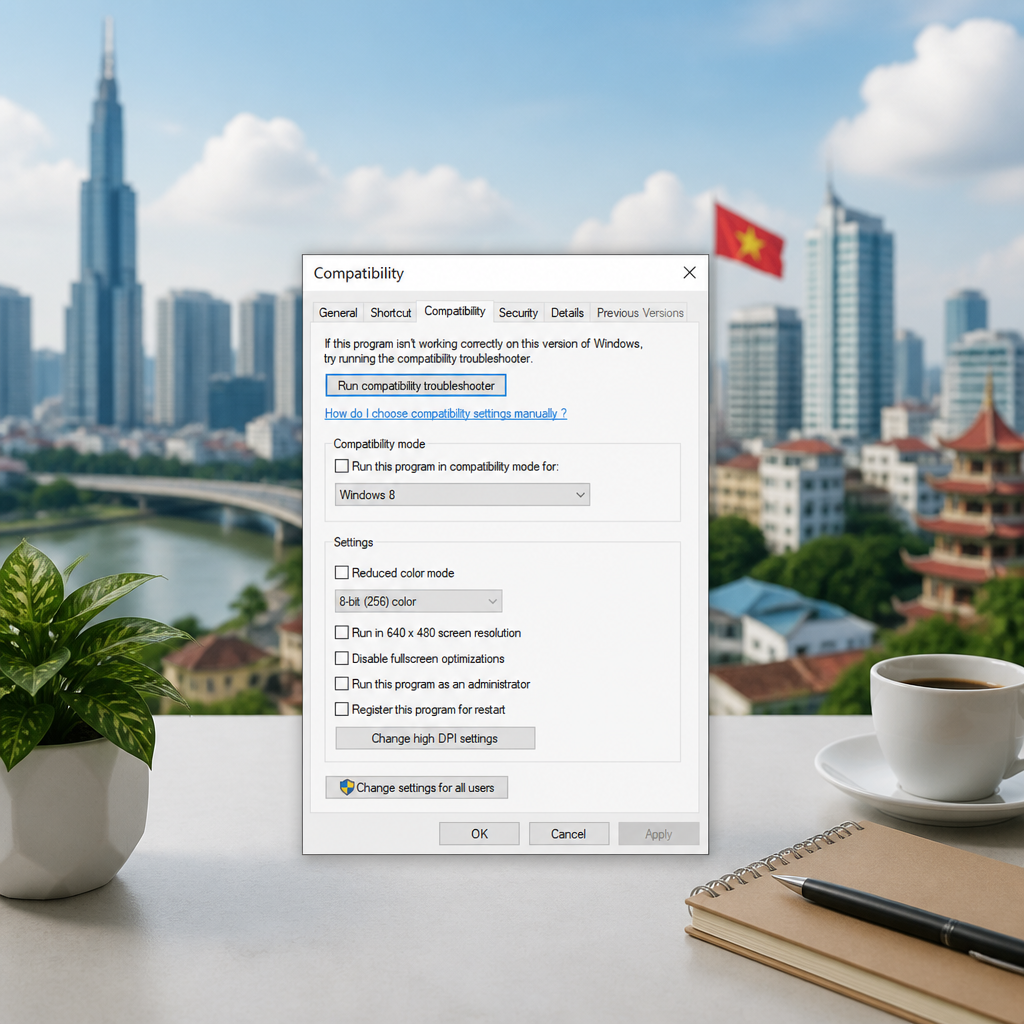 Thiết lập chế độ tương thích cho phần mềm trên Windows