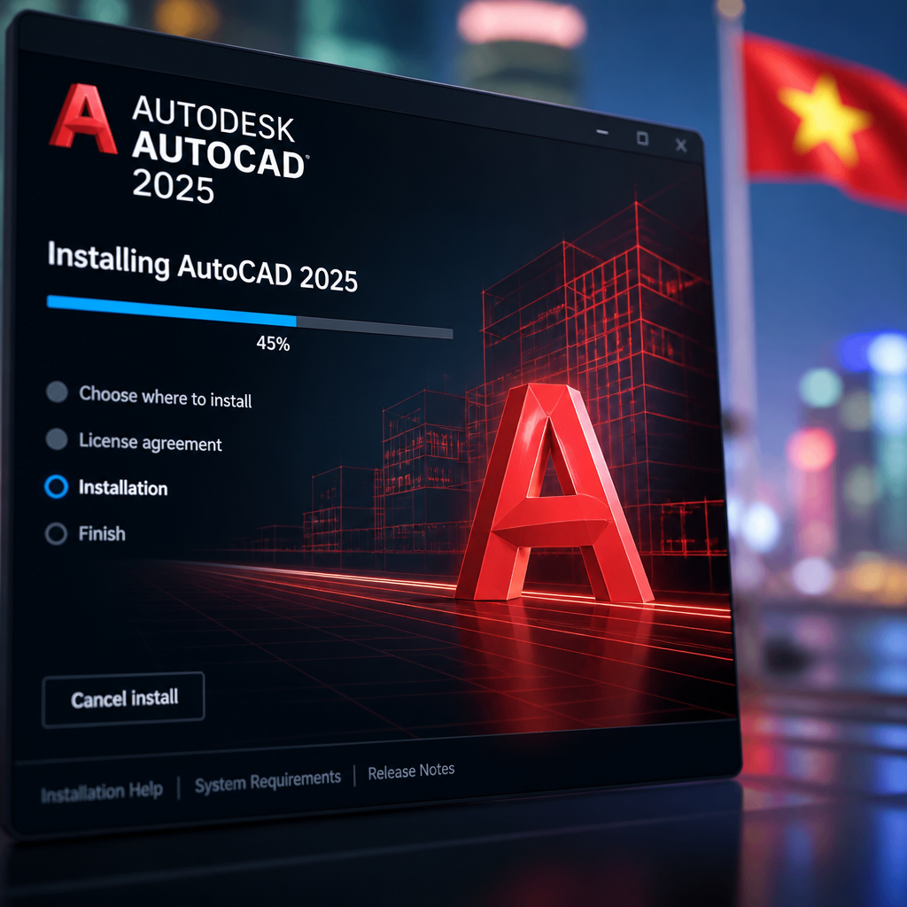 Màn hình hướng dẫn cài đặt phần mềm AutoCAD