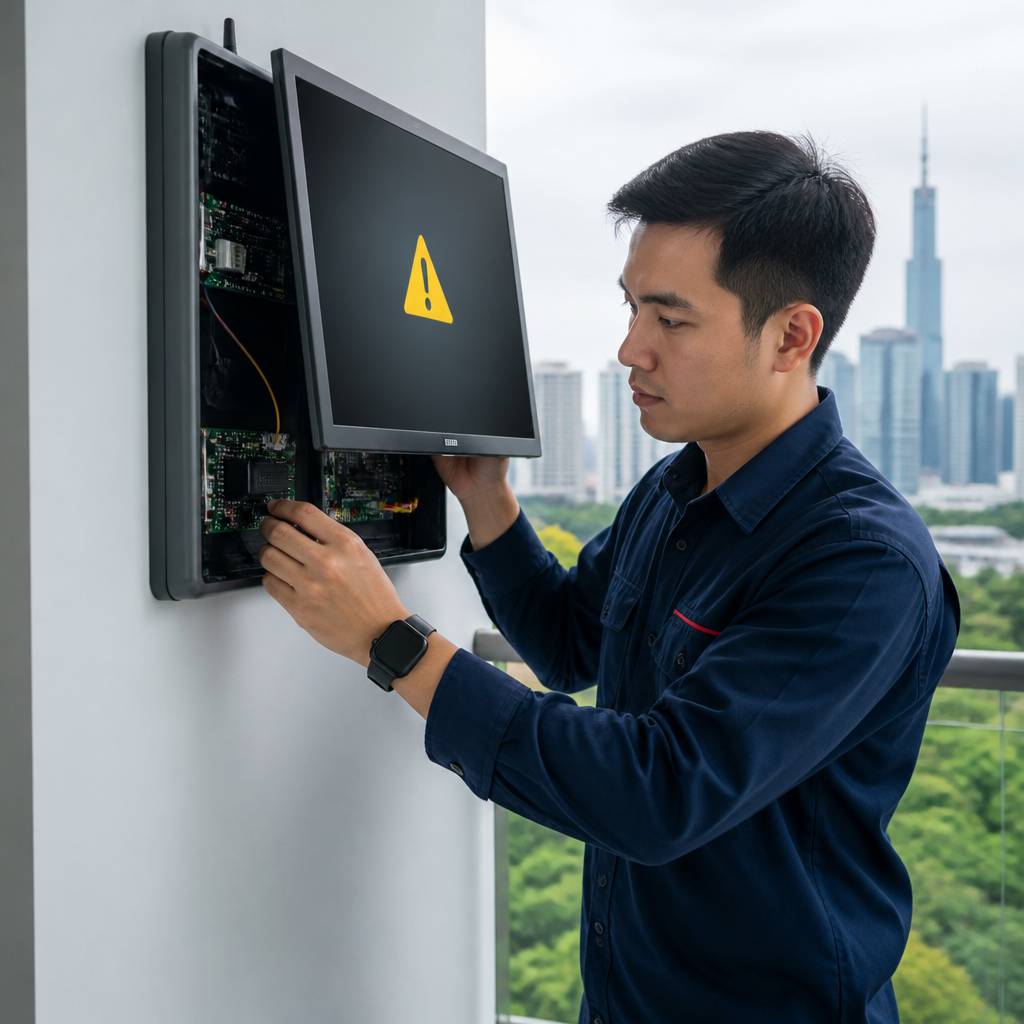 Màn hình hiển thị thông báo lỗi và các bước khắc phục