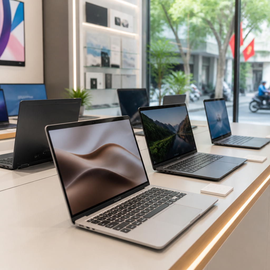 Các mẫu laptop cũ đa dạng bao gồm laptop gaming, laptop văn phòng tại cửa hàng LaptopTCM, cho thấy sự lựa chọn phong phú cho khách hàng tìm kiếm laptop cũ uy tín.