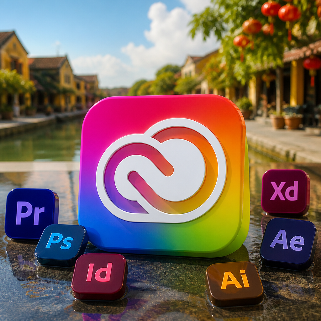 Tổng quan các ứng dụng trong bộ Creative Cloud, bao gồm Photoshop, Illustrator, Premiere Pro